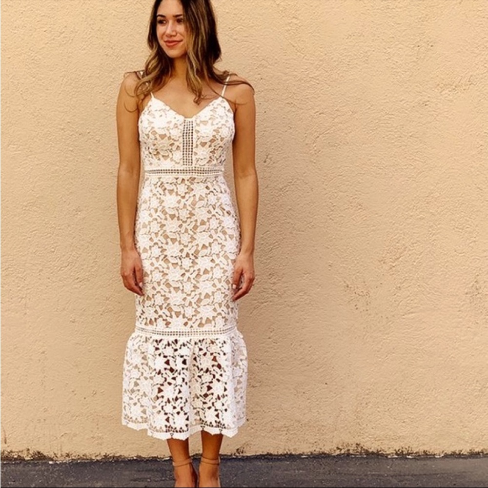 Lace white midi dress size small!